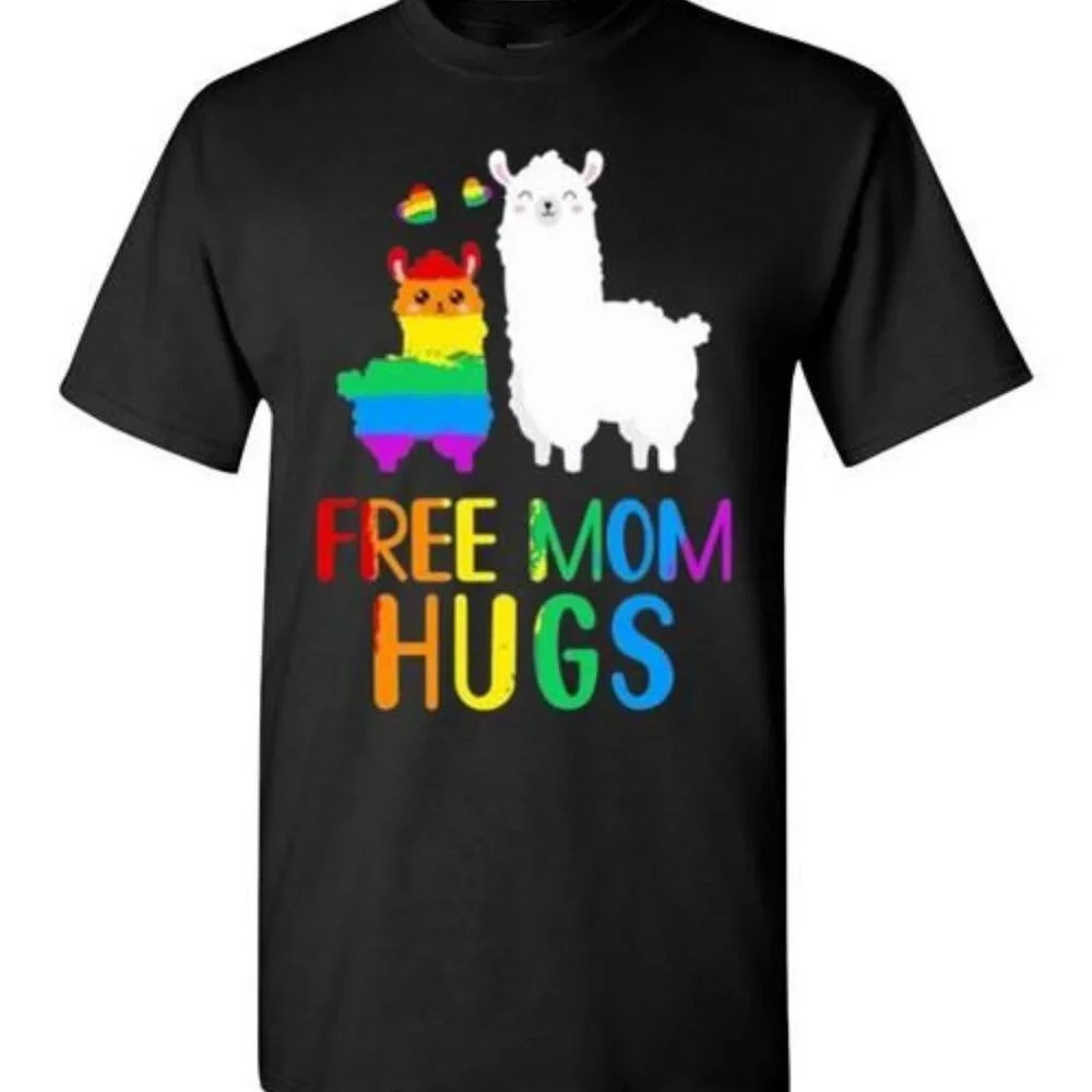 Free Mom Hugs Llama Rainbow Heart Lgbt Pride Month Unisex Classic Shirt